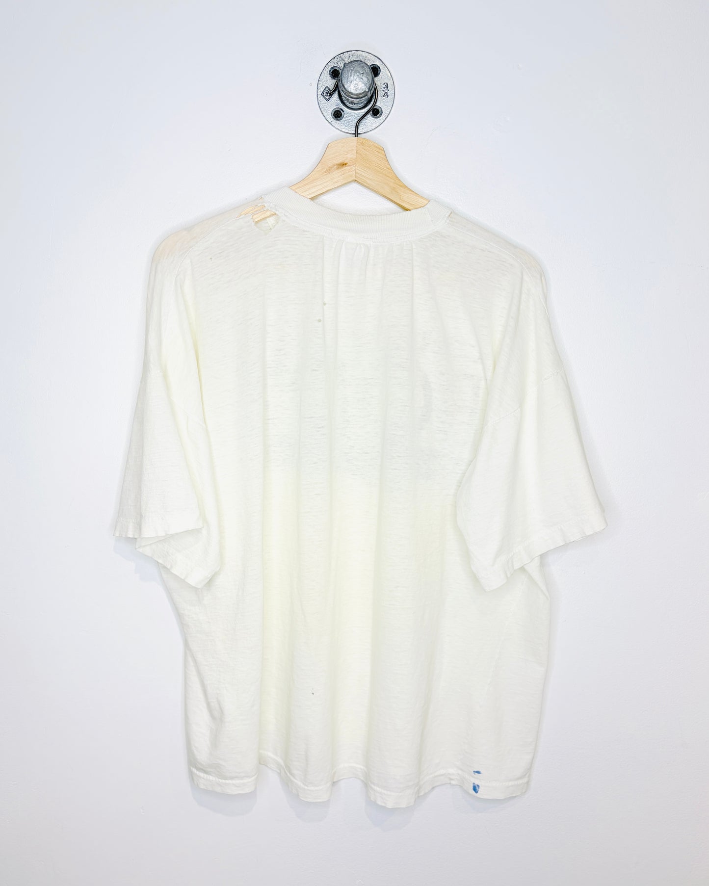 Vintage 90s “Out Of Body” Thrashed & Paper Thin White Tee Shirt