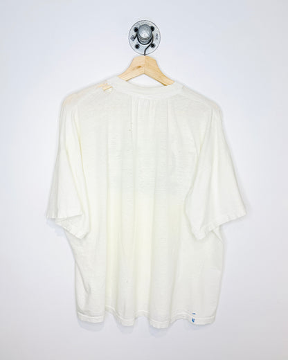 Vintage 90s “Out Of Body” Thrashed & Paper Thin White Tee Shirt