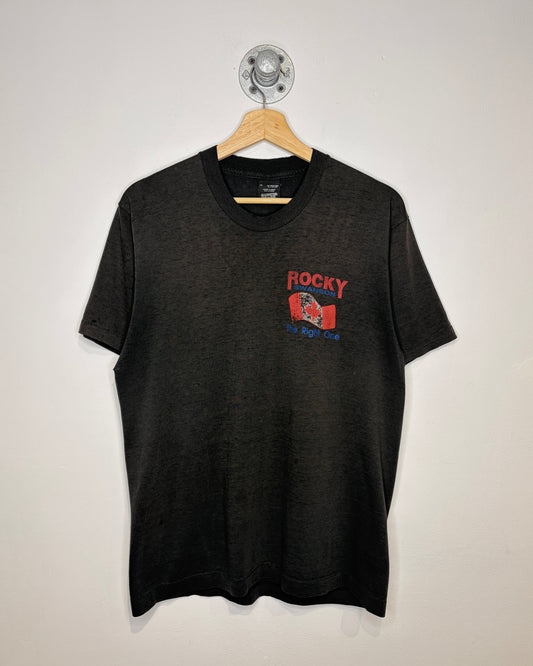 Vintage 90s Rocky Swanson Paper Thin Black Tee Shirt