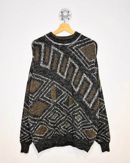 Vintage 90s Le Tigre Grey & Brown Abstract Sweater