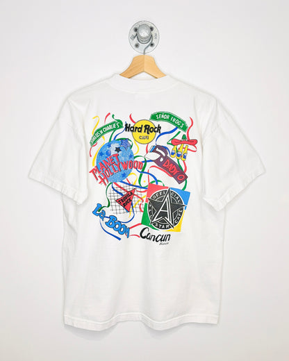 Vintage 90s Party-Goers’ Guide Cancun Mexico White Tee Shirt
