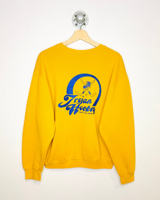 Vintage Russell Trojan Hockey Yellow Crewneck Sweatshirt