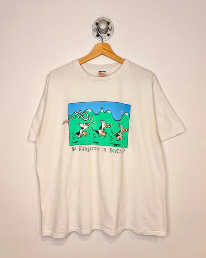 Vintage 90s “No Kangaroos In Austria?” White Tee Shirt