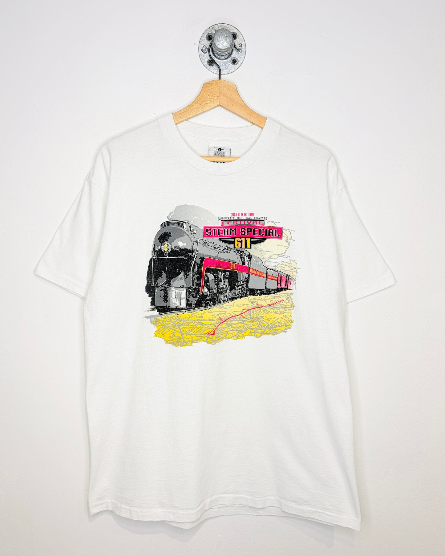 Vintage 1992 Steam Train Festival White Tee Shirt