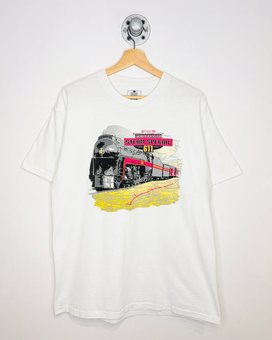Vintage 1992 Steam Train Festival White Tee Shirt
