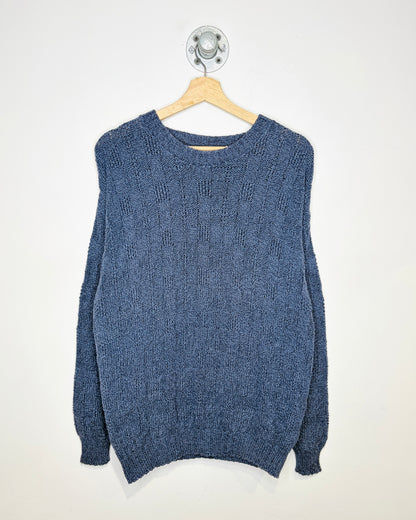 Vintage 90s Roundtree & Yorke Slate Blue Textured Knit Sweater