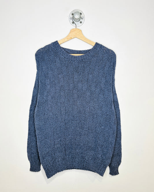 Vintage 90s Roundtree & Yorke Slate Blue Textured Knit Sweater