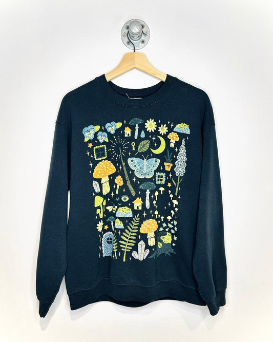 Vintage 2000s Psychedelic Printed Black Crewneck Sweatshirt