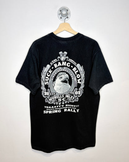 Vintage 2002 Murells Inlet Spring Rally Black Biker Tee Shirt