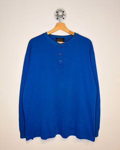 Vintage 90s Eddie Bauer Blank Blue Henley Longsleeve Shirt