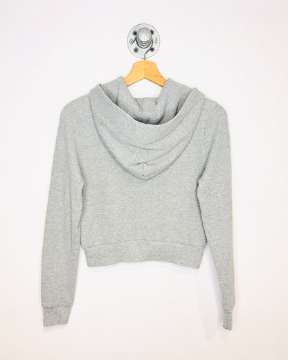 Women's TNA Cropped Grey Waffle Zip Up Hoodie