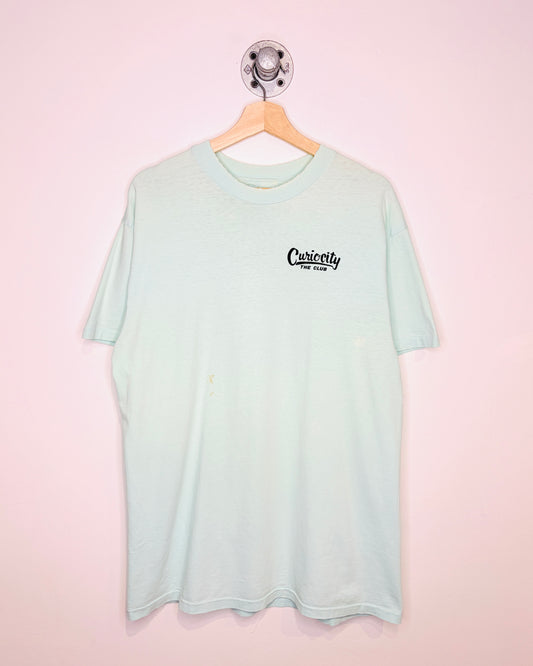 Vintage 1980s Curiocity The Club Faded Blue Tee Shirt