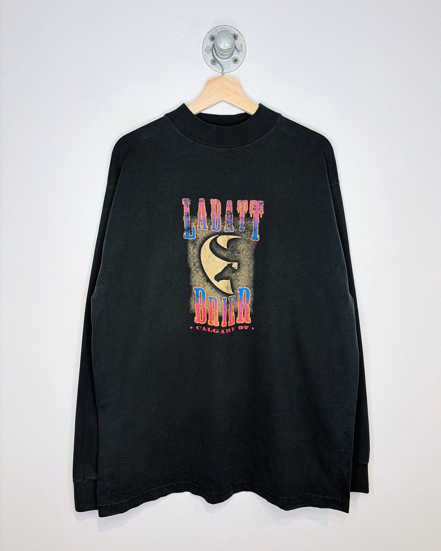 Vintage 1997 Labatt Brier Calgary Black Mock Neck Longsleeve Shirt