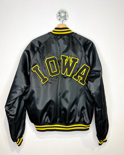 Vintage 90s Chalk Line Iowa Hawkeyes Black Satin Jacket