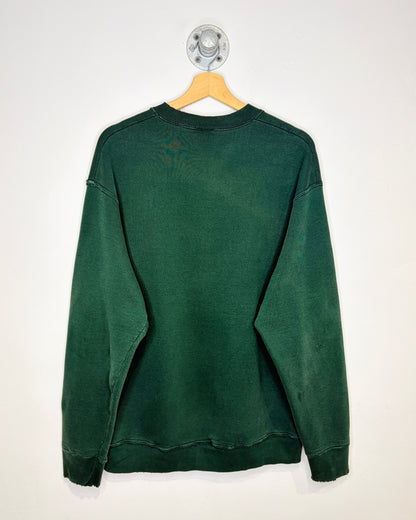Vintage 90s Distressed NAVC University Of Alberta Voleyball Green Crewneck Sweatshirt