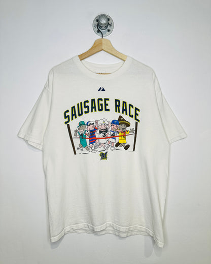 2007 Milwaukee Brewers Sausage Race White Tee Shirt