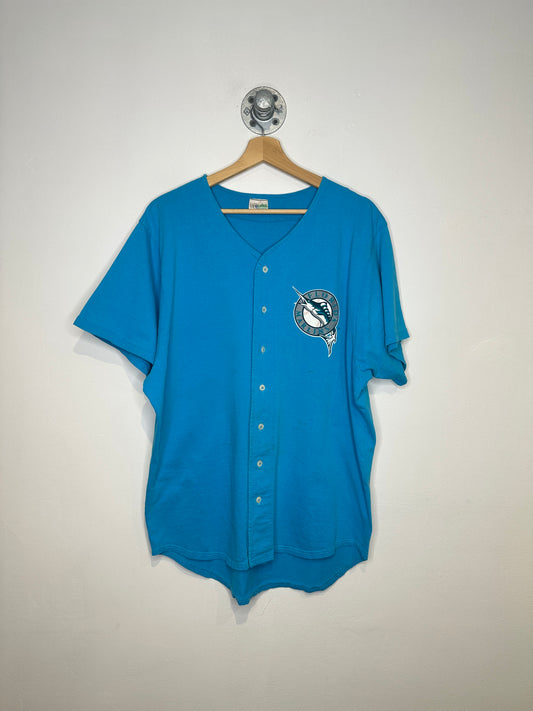 Vintage 1993 Florida Marlins Turquoise Cotton Baseball Tee Shirt
