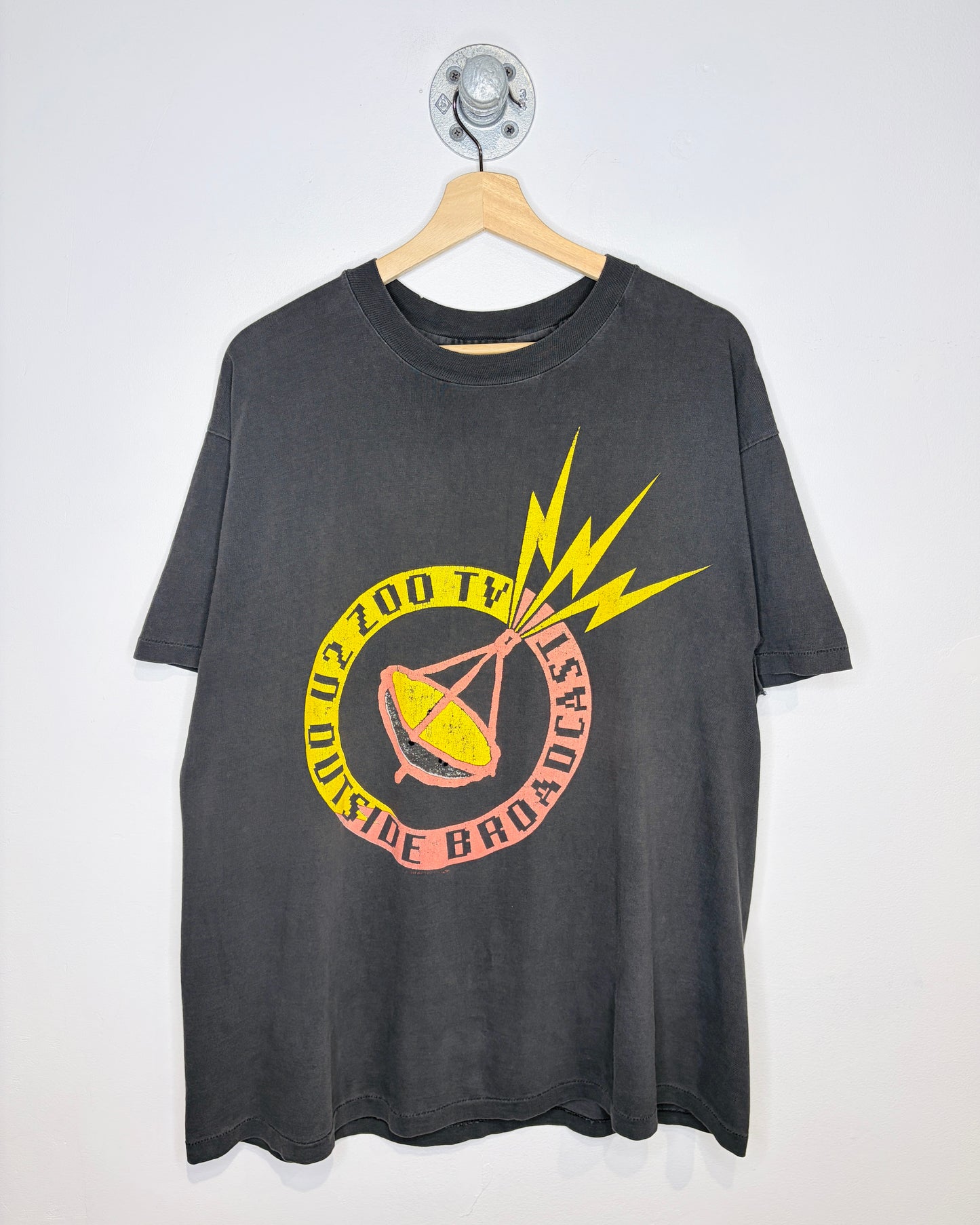 Vintage 1992 U2 Zoo TV Distressed Black Tee Shirt