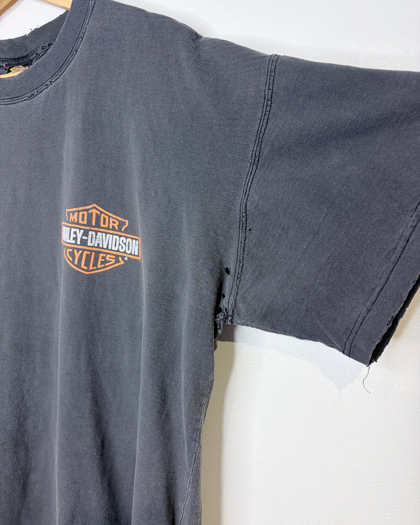 Vintage 90s Harley Davidson Yosemite Sam Distressed & Faded Black Tee Shirt