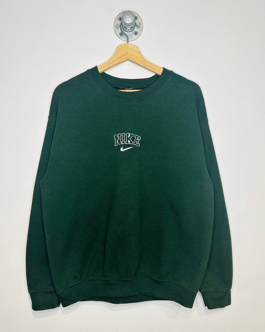 Nike Logo Green Basic Crewneck Sweatshirt