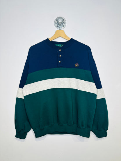 Vintage 1990s Tri Tone Knight Of The Roundtable Country Club Henley Sweatshirt