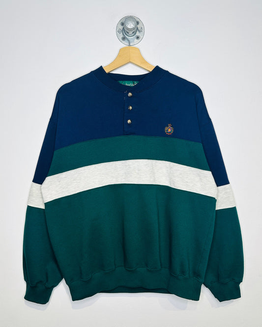 Vintage 1990s Tri Tone Knight Of The Roundtable Country Club Henley Sweatshirt