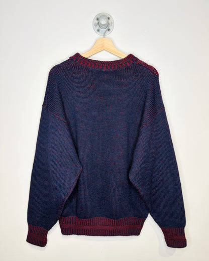 Vintage 90s Puritan Navy & Red Abstract Sweater