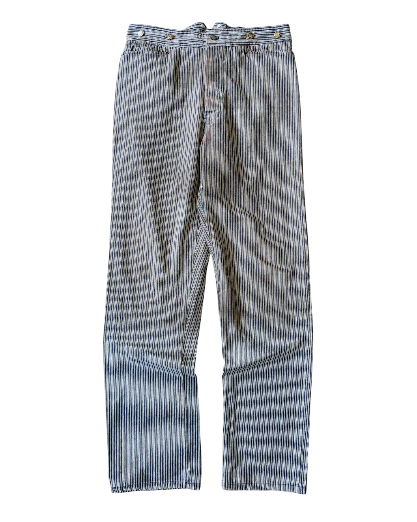 Vintage 90s Wah Makers USA Button Fly Pinstriped Buckle Back Pants