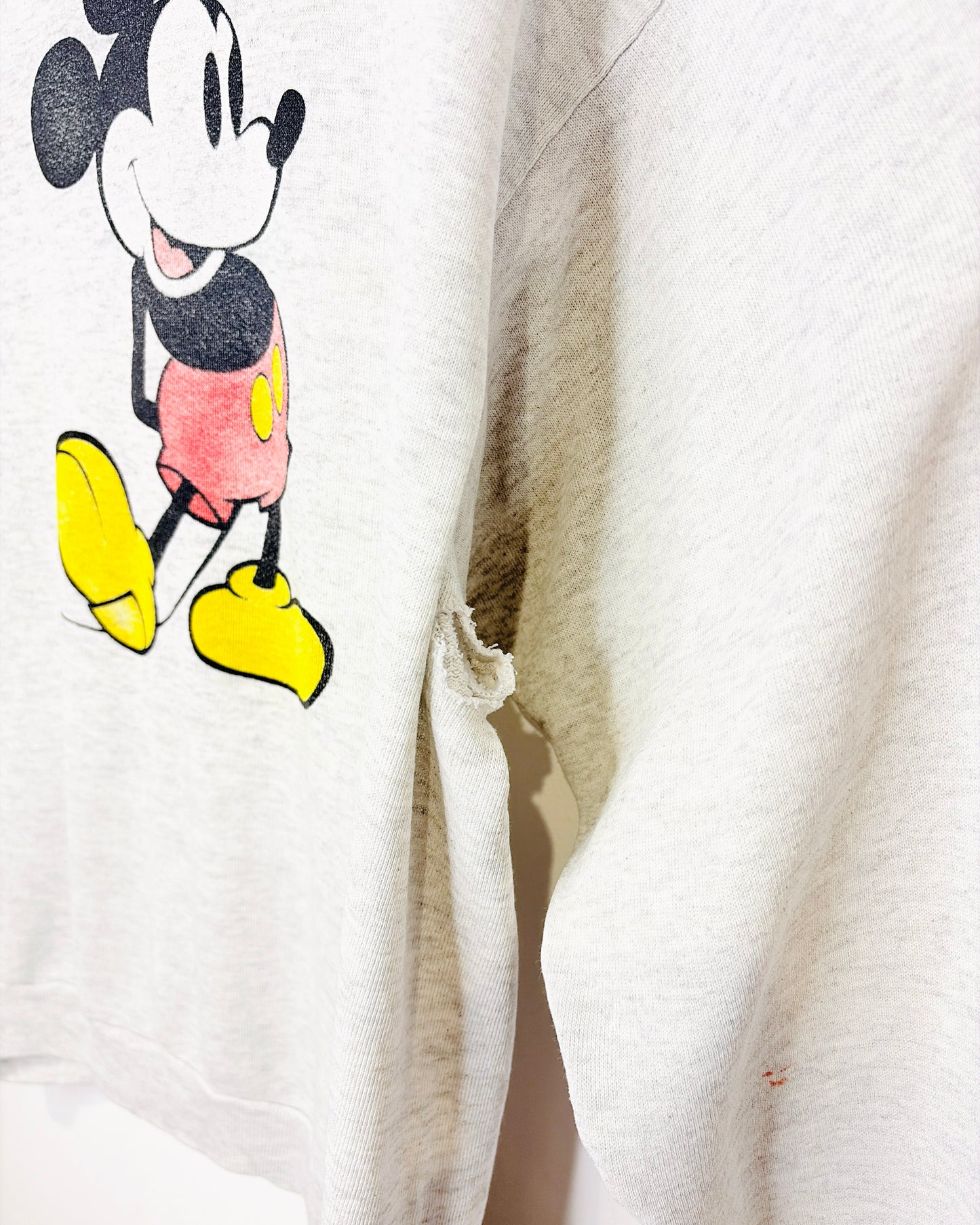 Vintage 1980s Mickey Mouse Distressed Grey Crewneck Sweatshirt