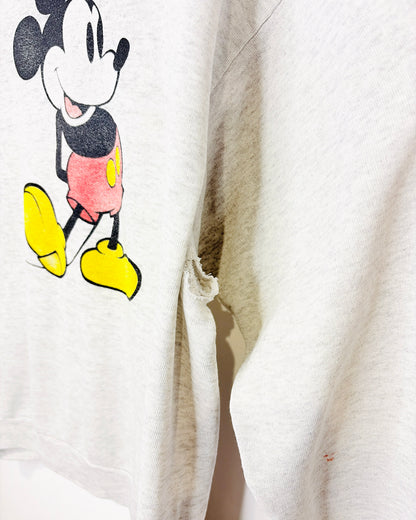 Vintage 1980s Mickey Mouse Distressed Grey Crewneck Sweatshirt