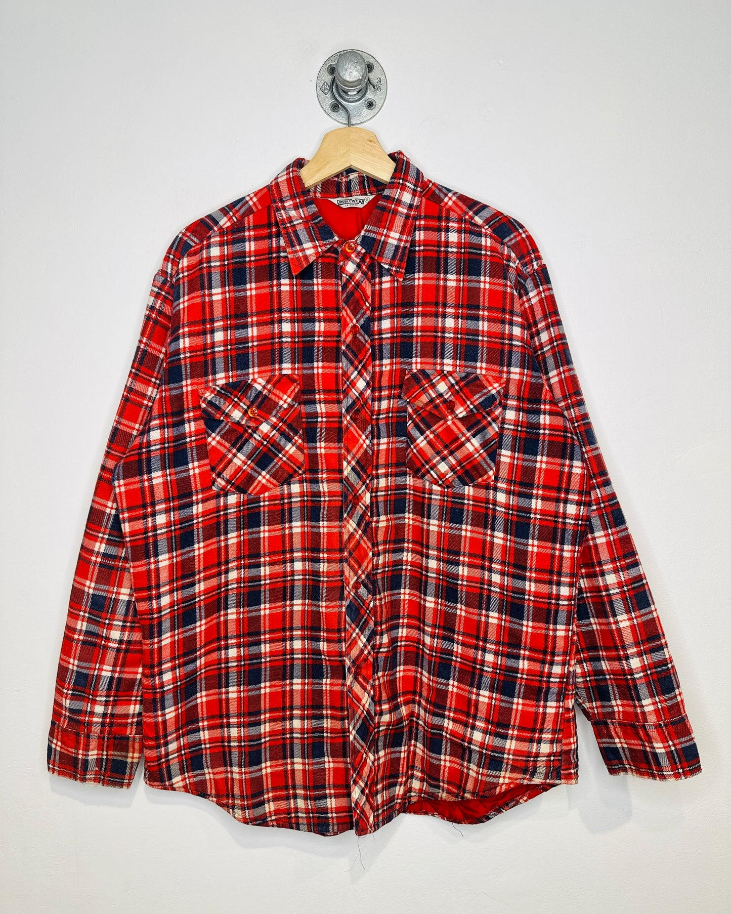 Vintage 1970s Doublewear Red And Navy Flannel Shirt Jacket