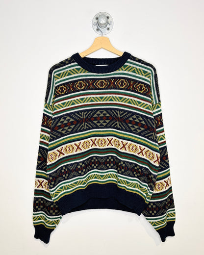 Vintage 90s Graphix Navy Patterned Sweater
