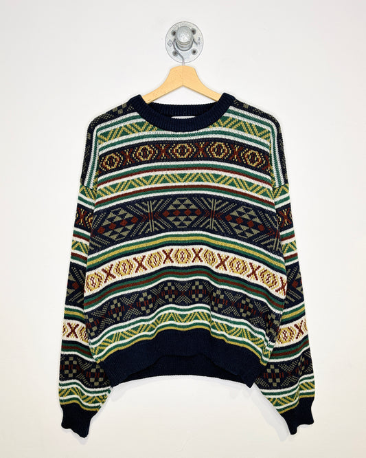 Vintage 90s Graphix Navy Patterned Sweater