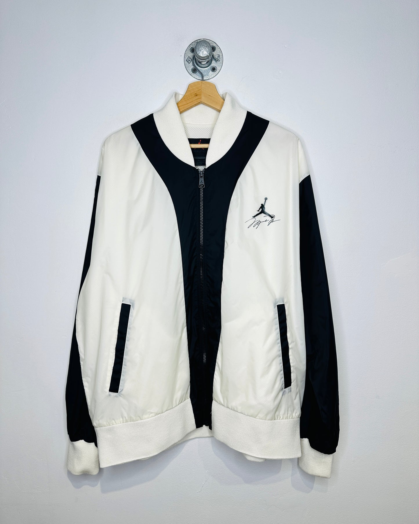 Jordan Loose Fitted Black And White Nylon Zip Up Jacket
