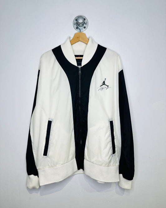 Jordan Loose Fitted Black And White Nylon Zip Up Jacket