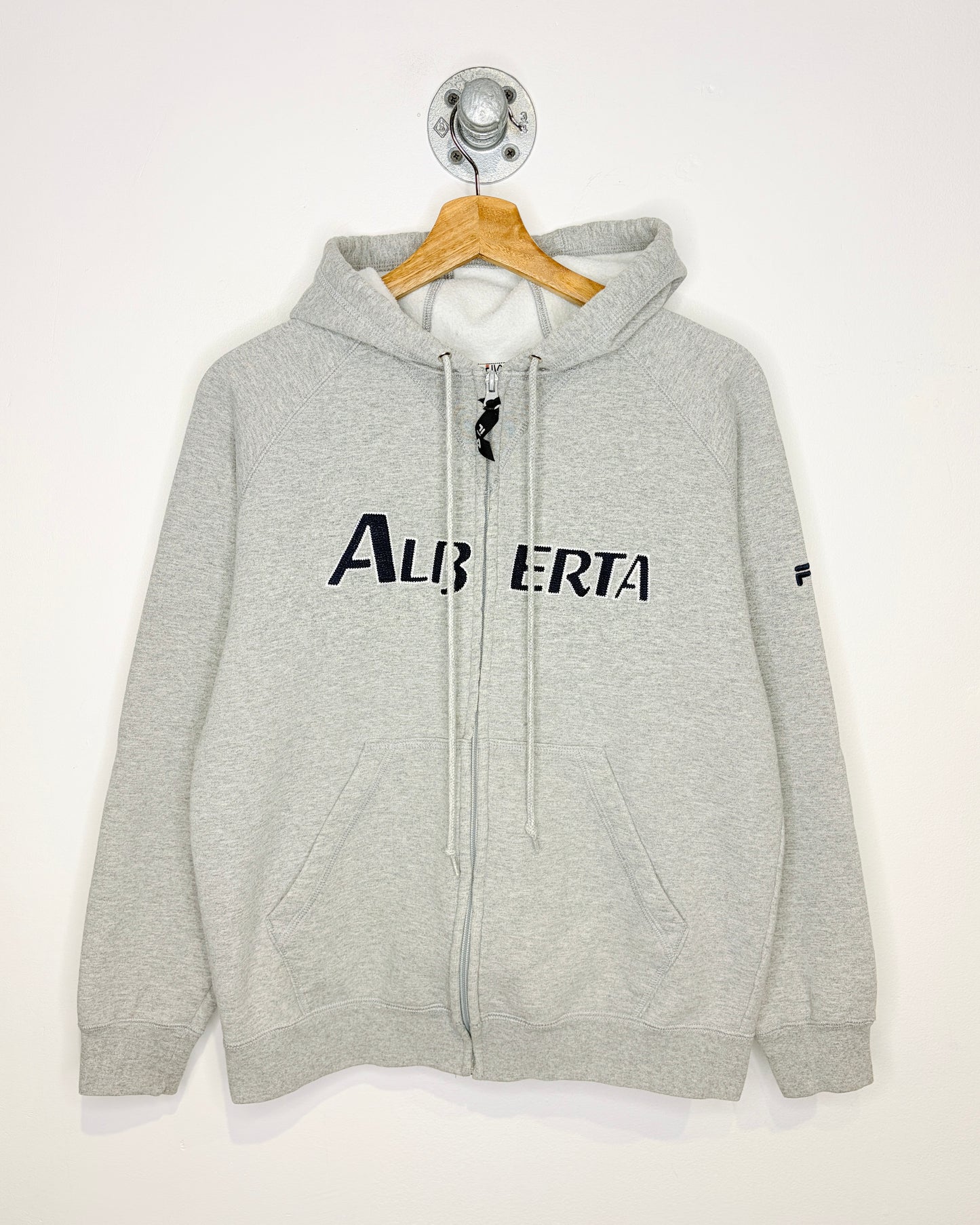 Vintage Alberta Spellout Fila Grey Zip Up Hoodie