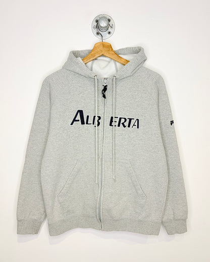 Vintage Alberta Spellout Fila Grey Zip Up Hoodie