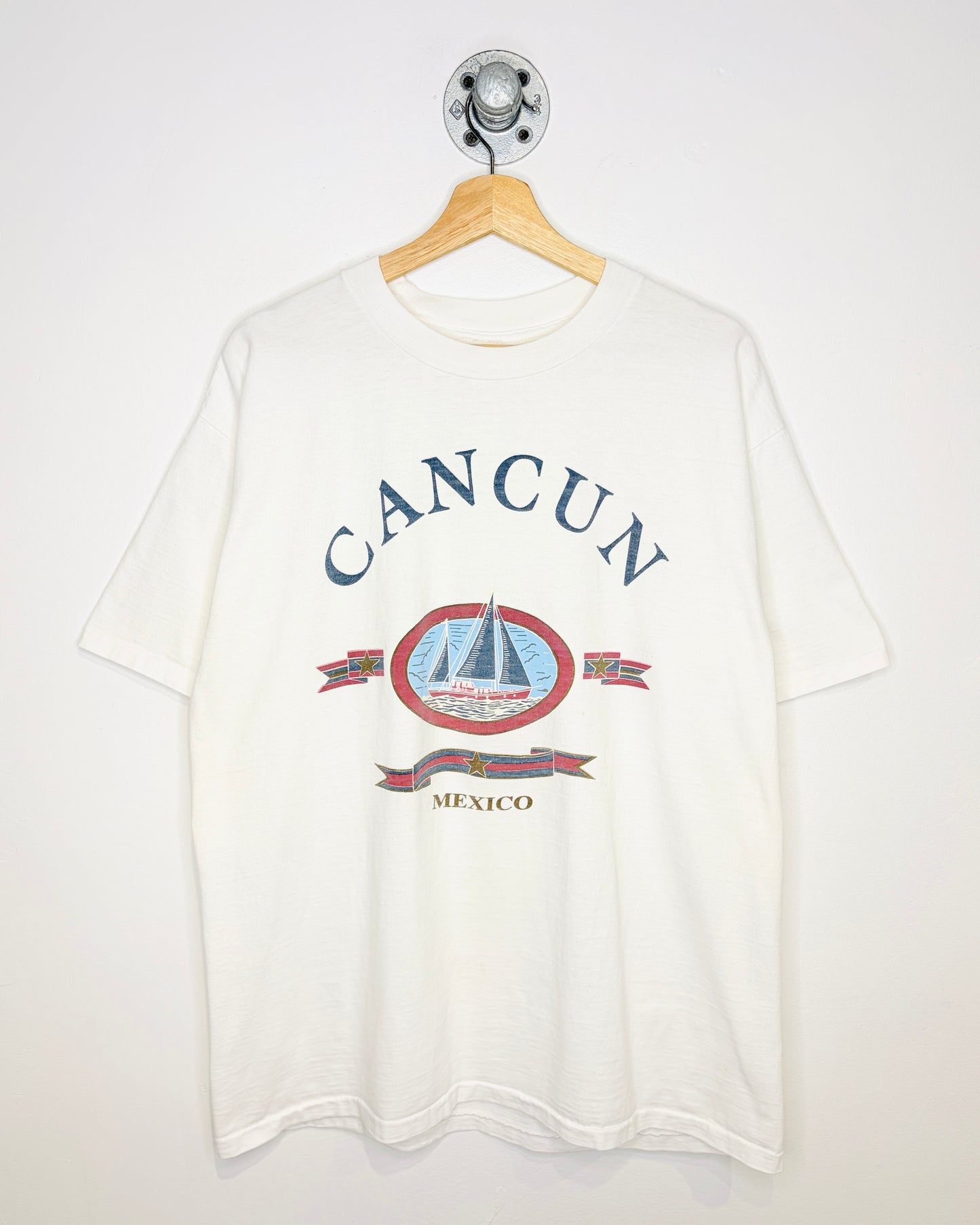 Vintage 90s Cancun Mexico White Tee Shirt