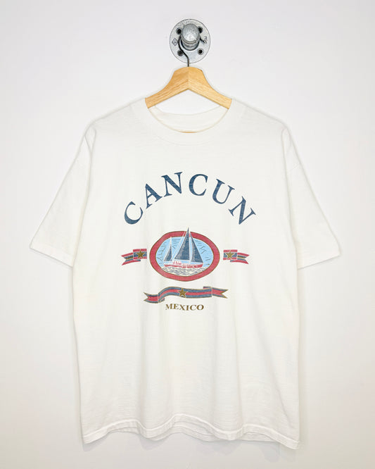 Vintage 90s Cancun Mexico White Tee Shirt