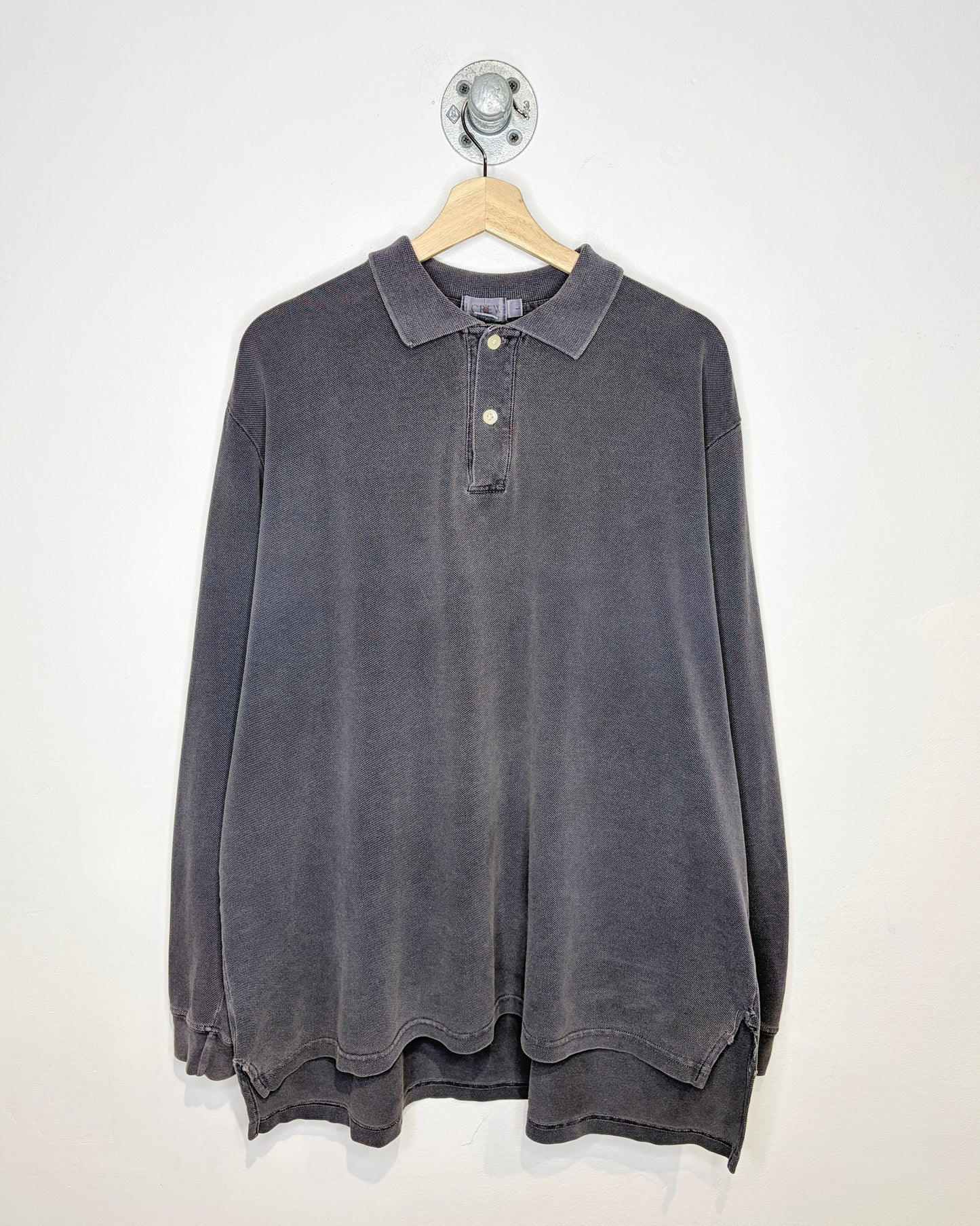 Vintage 90s J. Crew Faded Grey Longsleeve Polo Shirt
