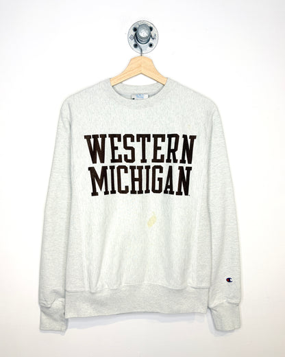 2000s Western Michigan Grey Reverse Weave Crewneck Sweatshirt