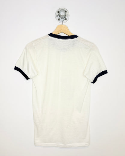 Vintage 1980 Why Yes! I Sail… White & Navy Ringer Tee Shirt