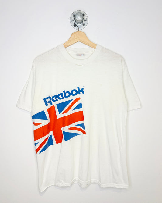 Vintage 80s Reebok GB Paper Thin White Tee Shirt