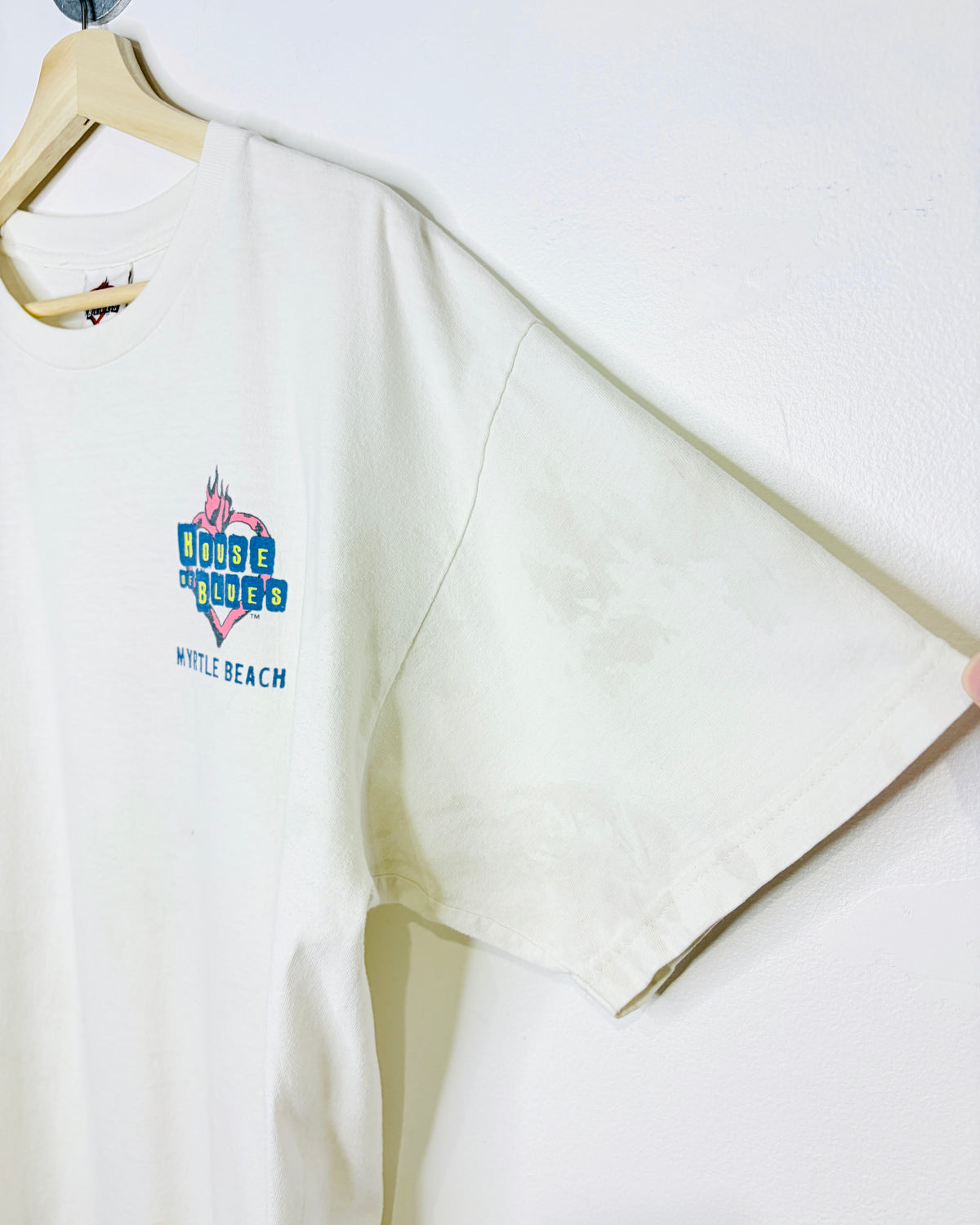 Vintage 1990s Myrtle Beach House Of Blues Natural White Tee Shirt