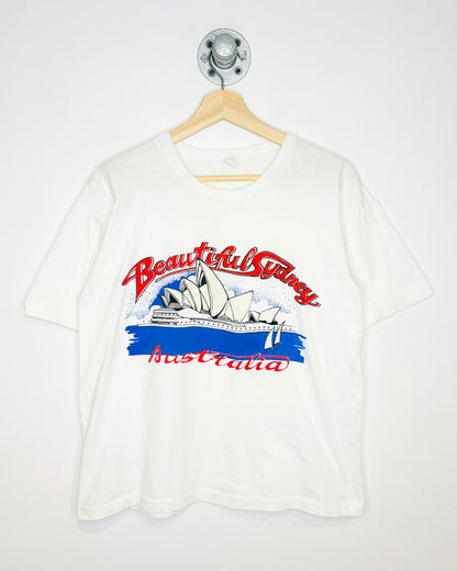 Vintage 80s Beautiful Sydney Australia White Tee Shirt