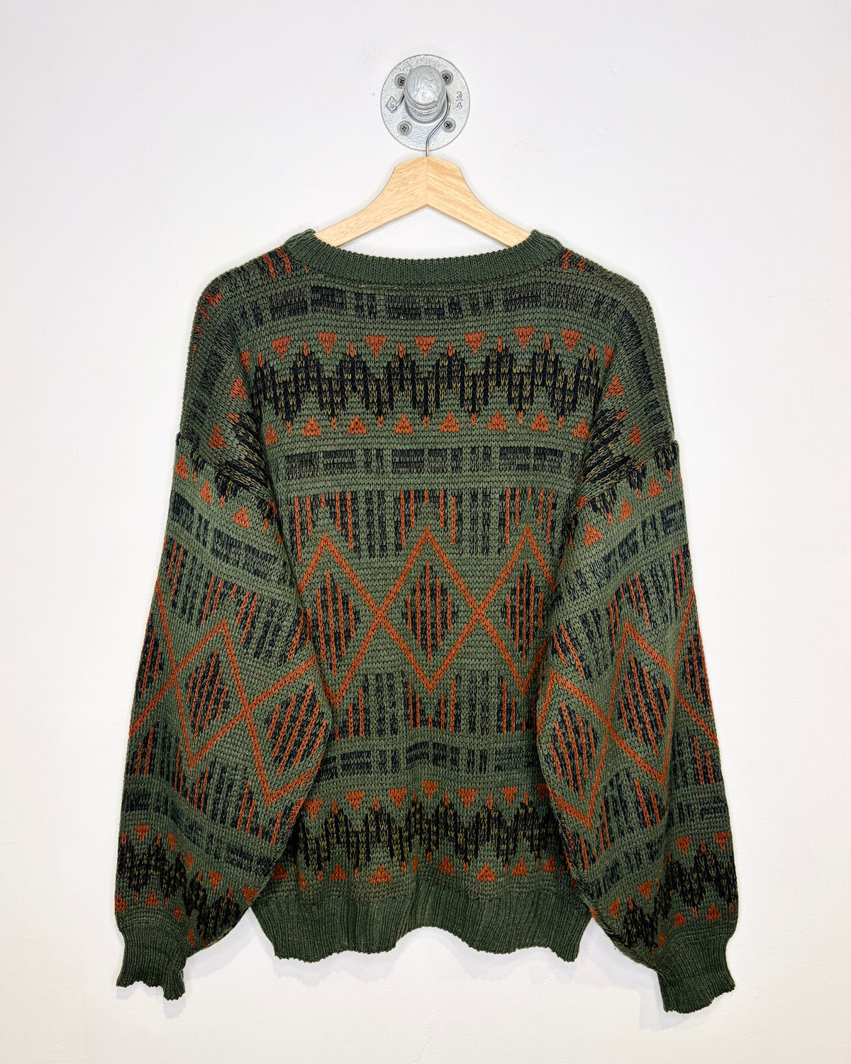 Vintage 90s Sears Olive Green & Orange Sweater