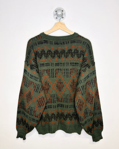 Vintage 90s Sears Olive Green & Orange Sweater