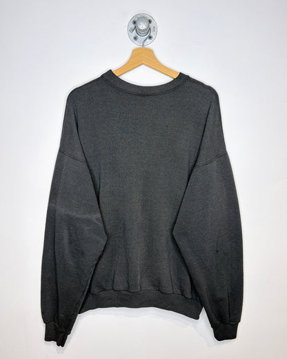 Vintage 90s Michigan Buck Hunter Faded Black Crewneck Sweatshirt