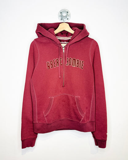 2000s Women’s Abercrombie & Fitch Red 1/4 Zip Hoodie