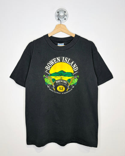 Vintage 90s Bowen Island Brewing Faded Black Tee Shirt
